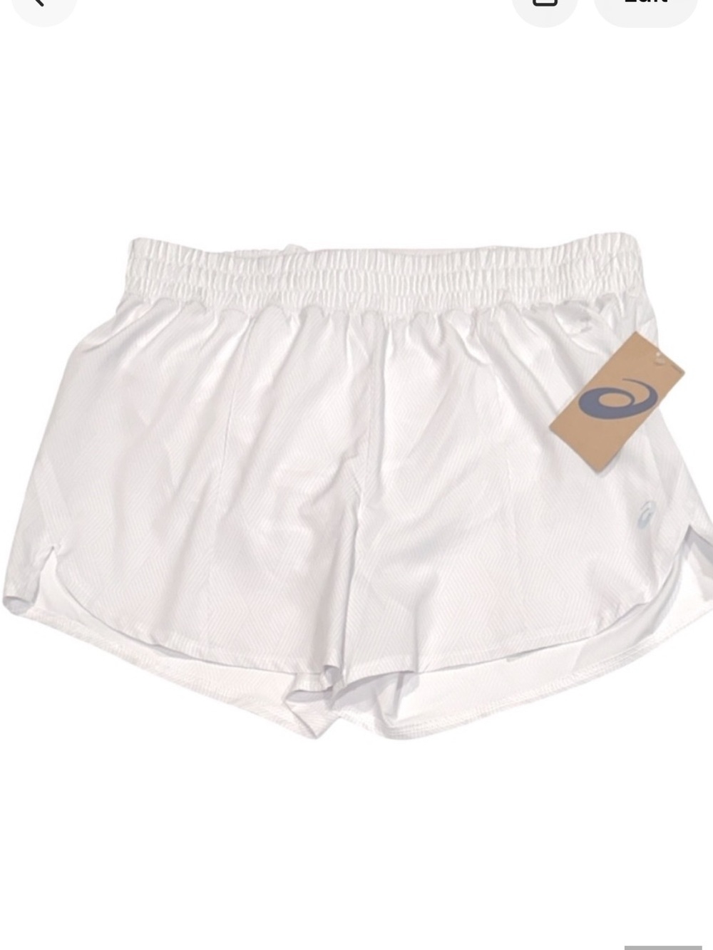 Asics NEW Running Short White 4” Inseam Back Zip Secure Pocket Lined Womens S